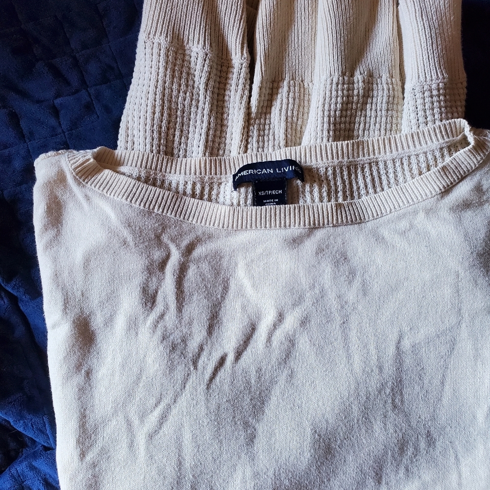 American Living Textured Off-white Knit Sweater